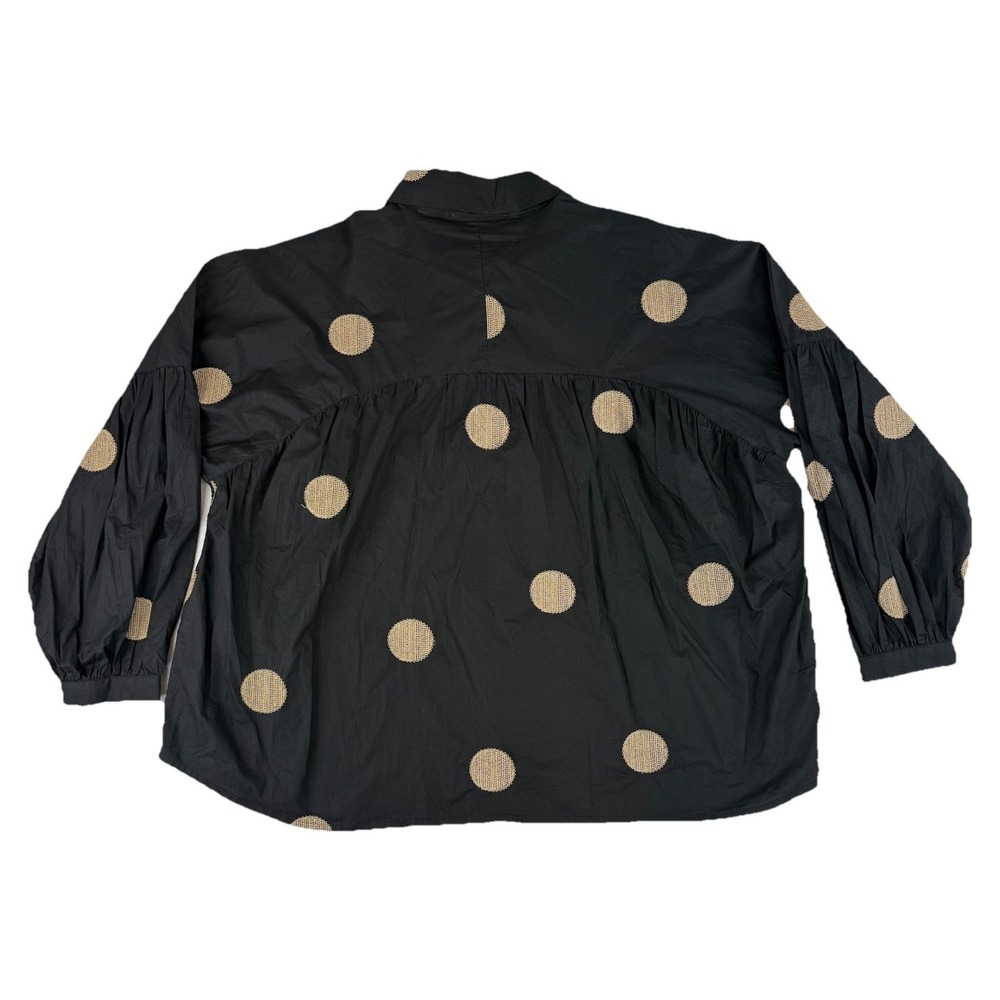 Noet Button Down Top Women's Size 14 Lagenlook Art To Wear Geometric‎ Black - Picture 9 of 12